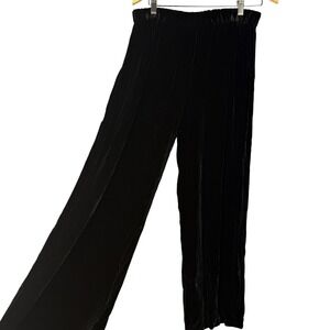 VTG East Valley Road Black Velvet Pants Rayon Silk Blend High Rise Wide Leg Luxe